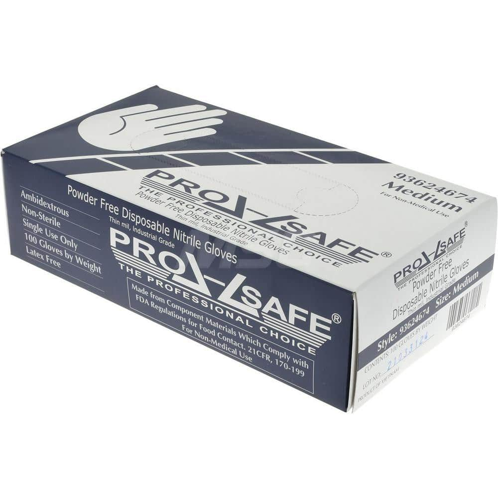 PRO-SAFE - 100 Piece Pack, Size M, 3 mil, Industrial Grade, Powder Free Nitrile Disposable Gloves - Exact Industrial Supply