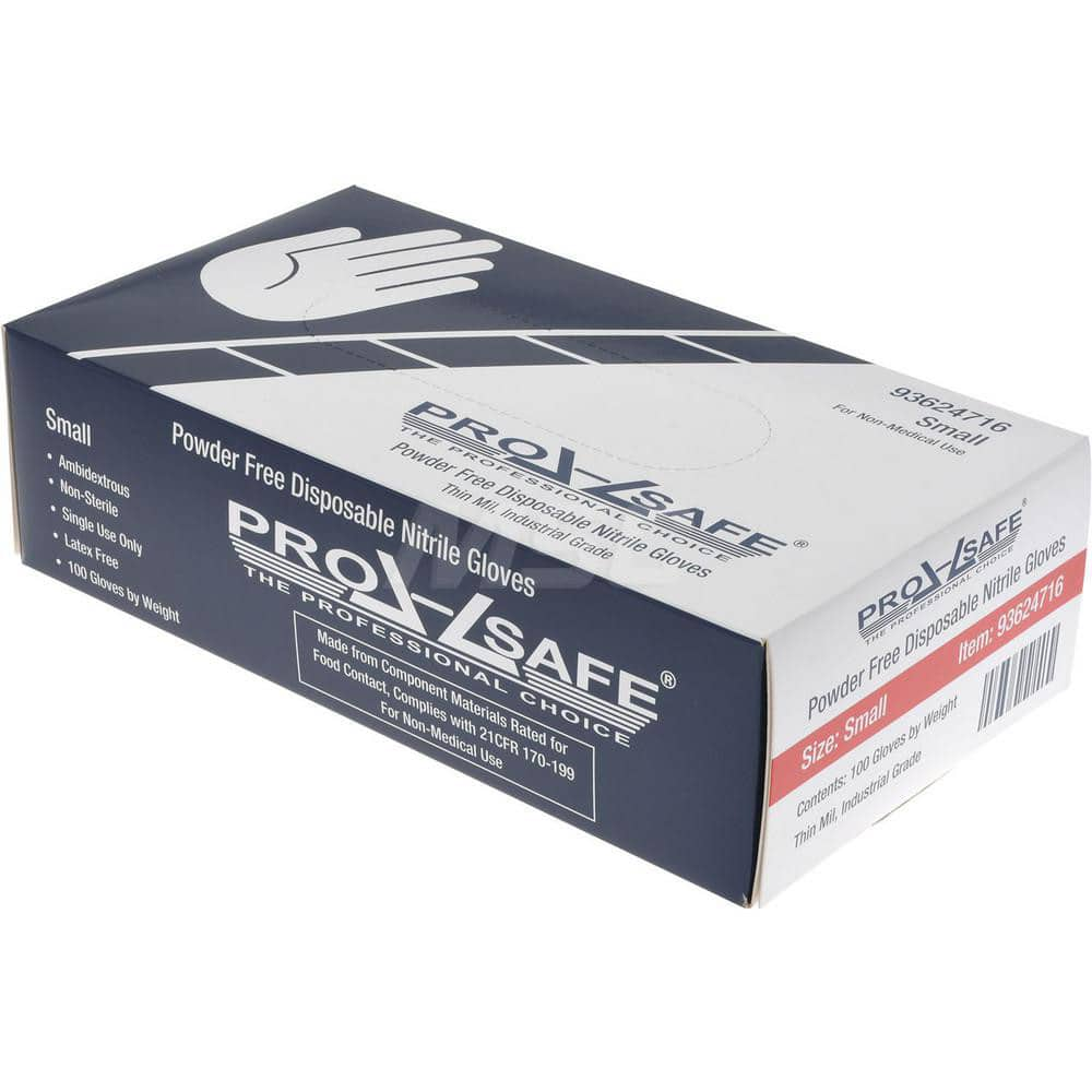 PRO-SAFE - 100 Piece Pack, Size S, 3 mil, Industrial Grade, Powder Free Nitrile Disposable Gloves - Exact Industrial Supply