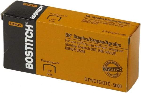 Stanley Bostitch - 1/4" Leg Length, Steel Standard Staples - 30 Sheet Capacity, For Use with Bostitch B8 Staplers - All Tool & Supply