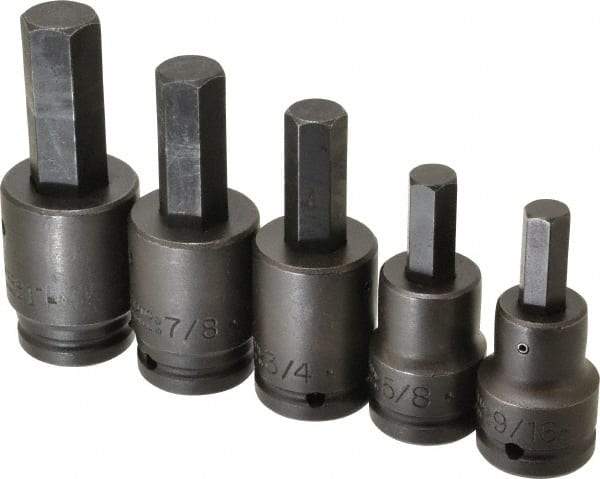 Proto - 5 Piece 3/4" Drive Inch Impact Hex Bit Socket Set - 9/16 to 1" Hex - All Tool & Supply