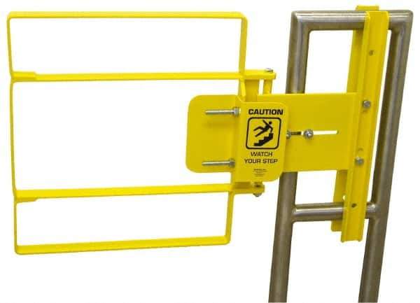 FabEnCo - Powder Coated Carbon Steel Self Closing Rail Safety Gate - Fits 17 to 18-1/2" Clear Opening, 18-1/2" Wide x 22" Door Height, 40 Lb, Yellow - All Tool & Supply