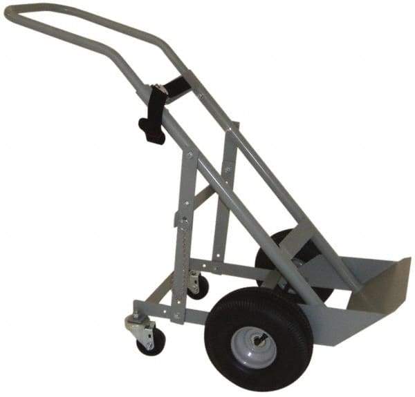 PRO-SOURCE - 500 Lb Capacity 48" OAH Cylinder Hand Truck - 7-1/2 x 14" Base Plate, Swept Back Handle, Steel, Full Pneumatic Wheels - All Tool & Supply