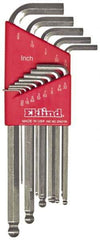 Eklind - 13 Piece L-Key Ball End Hex Key Set - Hex Range 0.05 to 3/8", Alloy Steel - All Tool & Supply