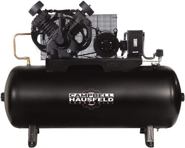 Campbell Hausfeld - 10 hp, 120 Gal Stationary Electric Horizontal Screw Air Compressor - Three Phase, 175 Max psi, 34.1 CFM, 208-230/460 Volt - All Tool & Supply