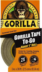 Gorilla Tape - 1" x 10 Yds Black Duct Tape - 17 mil, Rubber Adhesive, Cotton/Polyester Blend Cloth Backing, 32°F to 150°F - All Tool & Supply