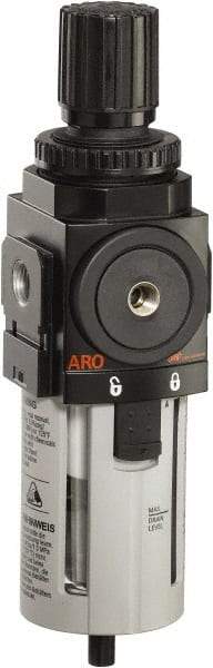 ARO/Ingersoll-Rand - 1/2" NPT Port Standard 1 Piece Filter/Regulator FRL Unit - Polycarbonate Bowl, 172 SCFM, 150 Max psi, 9.961" High x 2.756" Long, Manual Drain - All Tool & Supply