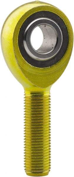 Made in USA - 3/4" ID, 1-3/4" Max OD, 10,937 Lb Max Static Cap, Plain Male Spherical Rod End - 3/4-16 RH, 1-3/4" Shank Length, Carbon Steel with Plastic Raceway - All Tool & Supply