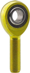 Made in USA - 5/8" ID, 1-1/2" Max OD, 7,400 Lb Max Static Cap, Plain Male Spherical Rod End - 5/8-18 RH, 1-5/8" Shank Length, Carbon Steel with Plastic Raceway - All Tool & Supply