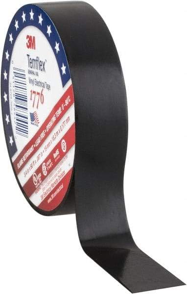 3M - 3/4" x 60', Black Vinyl Electrical Tape - 7 mil Thick, 17 Lb./Inch Tensile Strength - All Tool & Supply