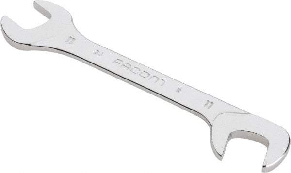 Facom - 11mm Stubby Extra Thin Open End Wrench - 3-15/16" OAL, Double End, Satin Finish, 15° & 75° Head Angle - All Tool & Supply