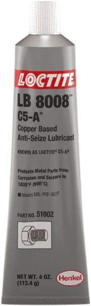 Loctite - 4 oz Tube Anti-Seize Lubricant - Copper, 1,800°F, Copper - All Tool & Supply