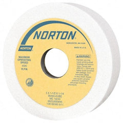 Norton - 5" Diam, 1-1/4" Hole Size, 1-1/2" Overall Thickness, 60 Grit, Type 6 Tool & Cutter Grinding Wheel - Medium Grade, Aluminum Oxide, K Hardness, Vitrified Bond, 4,585 RPM - All Tool & Supply