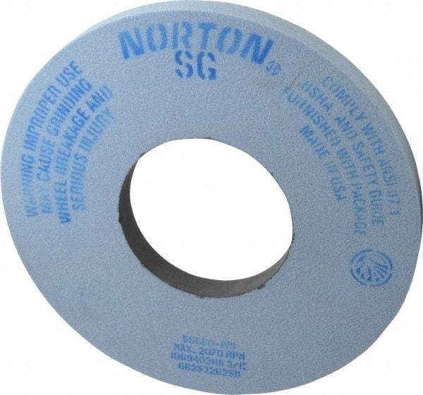 Norton - 12" Diam x 5" Hole x 1" Thick, I Hardness, 60 Grit Surface Grinding Wheel - Ceramic, Type 1, Medium Grade, 2,070 Max RPM, Vitrified Bond, No Recess - All Tool & Supply