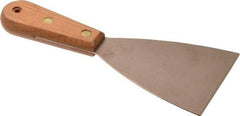 Ampco - 3-1/2" Wide Nickel Copper Putty Knife - Stiff, Wood Handle, 8-1/2" OAL - All Tool & Supply