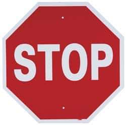 NMC - "Stop", 24" Wide x 24" High, Aluminum Stop & Yield Signs - 0.063" Thick, White on Red, Octagon, Post Mount - All Tool & Supply