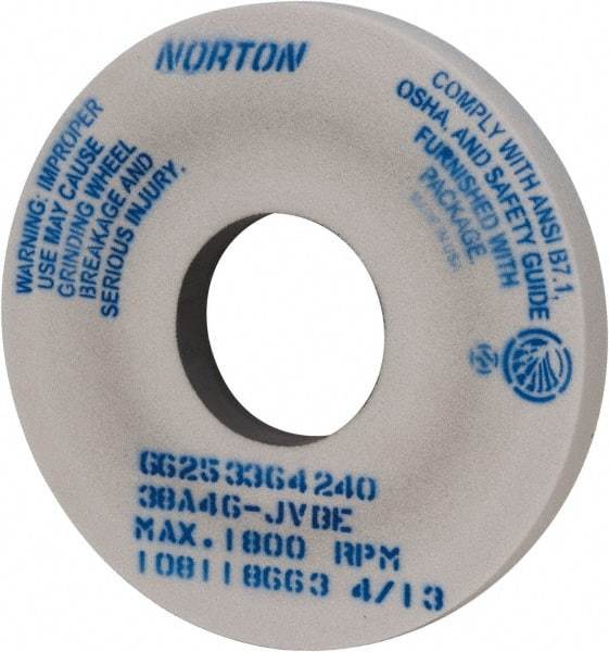 Norton - 14" Diam x 5" Hole x 1-1/2" Thick, J Hardness, 46 Grit Surface Grinding Wheel - Aluminum Oxide, Type 1, Coarse Grade, 1,800 Max RPM, Vitrified Bond, No Recess - All Tool & Supply