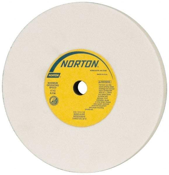 Norton - 6" Diam x 1/2" Hole x 1/2" Thick, K Hardness, 80 Grit Surface Grinding Wheel - Aluminum Oxide, Type 1, Medium Grade, 4,140 Max RPM, Vitrified Bond, No Recess - All Tool & Supply