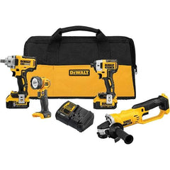 DeWALT - 20 Volt Cordless Tool Combination Kit - Includes Impact Wrench; Impact Driver; Cut-Off Tool; Handheld Light, Lithium-Ion Battery Included - All Tool & Supply