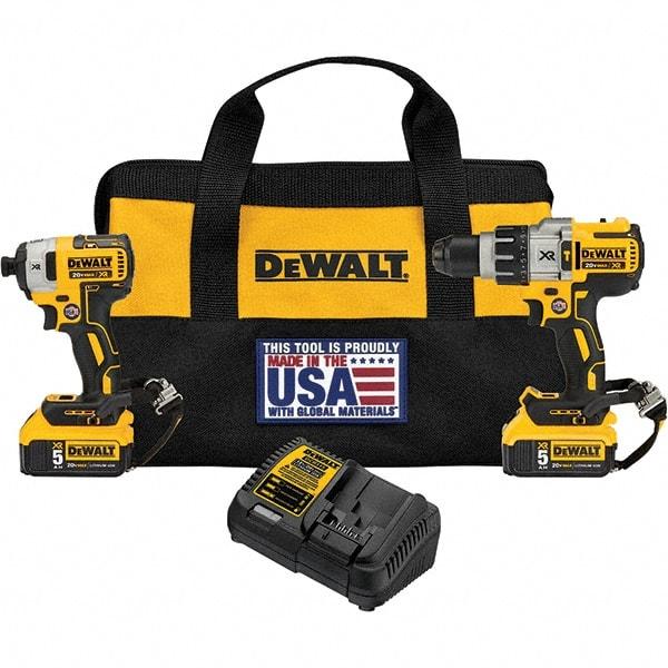 DeWALT - 20 Volt Cordless Tool Combination Kit - Includes Hammerdrill & Impact Driver, Lithium-Ion Battery Included - All Tool & Supply