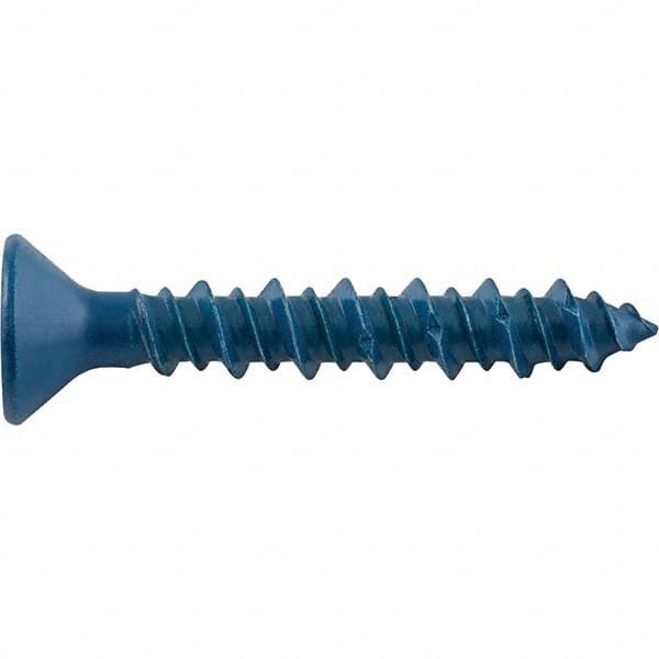 1/4″ Diam, 2-1/4 Overall Length, Phillips Drive Concrete Screw & Masonry Fastener Carbon Steel, Blue StalGard Finish