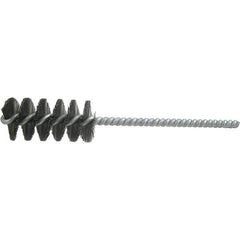 Brush Research Mfg. - 13/16" Diam Helical Steel Tube Brush - Single Spiral, 0.01" Filament Diam, 1-1/2" Brush Length, 6" OAL, 0.22" Diam Galvanized Steel Shank - All Tool & Supply