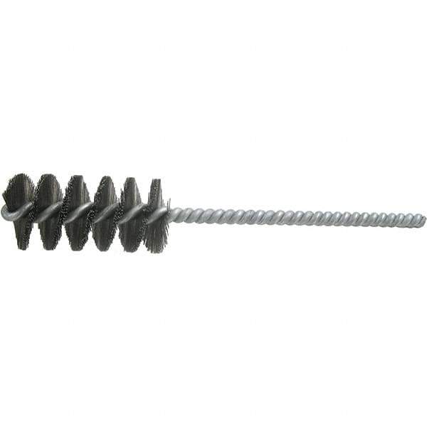 Brush Research Mfg. - 2-1/2" Diam Helical Steel Tube Brush - Single Spiral, 0.012" Filament Diam, 3-1/2" Brush Length, 9" OAL, 0.292" Diam Galvanized Steel Shank - All Tool & Supply