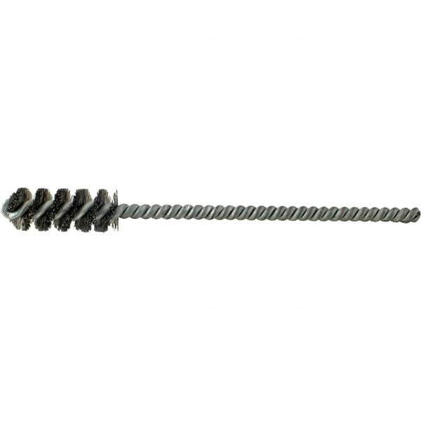 Brush Research Mfg. - 5/8" Diam Helical Steel Tube Brush - Single Spiral, 0.006" Filament Diam, 1-1/2" Brush Length, 6" OAL, 0.22" Diam Galvanized Steel Shank - All Tool & Supply