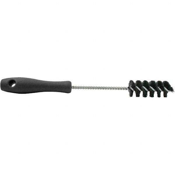 Brush Research Mfg. - 0.4" Diam Helical Nylon Tube Brush - Single Spiral, 0.005" Filament Diam, 2-1/2" Brush Length, 10-1/2" OAL, 0.168" Diam Plastic Handle Shank - All Tool & Supply