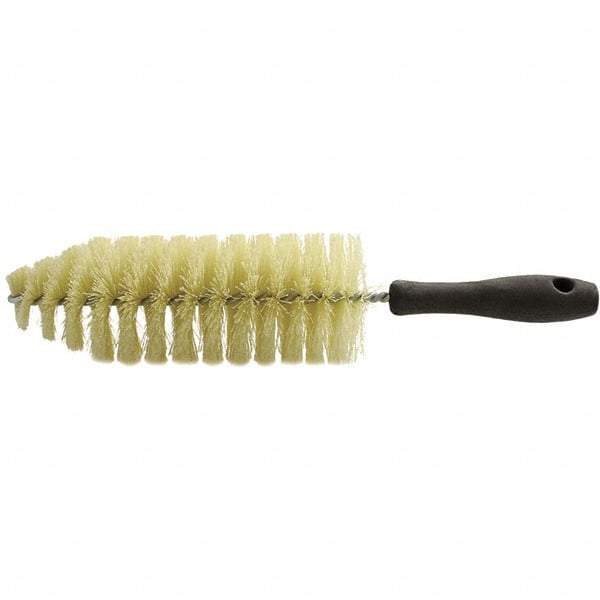 Brush Research Mfg. - 2-3/4" Diam Helical Polypropylene Tube Brush - Single Spiral, 0.012" Filament Diam, 8-1/4" Brush Length, 13-1/2" OAL, 0.245" Diam Plastic Handle Shank - All Tool & Supply