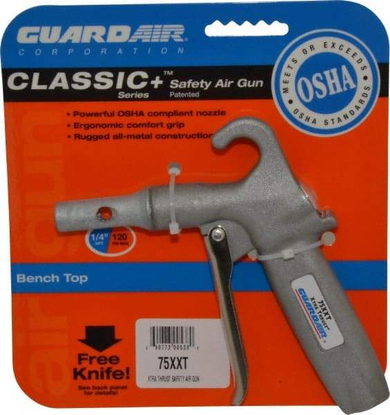 Guardair - 120 Max psi Maximum Power Venturi Nozzle Pistol Grip Blow Gun - 1/4 NPT, 2" Tube Length, Aluminum - All Tool & Supply