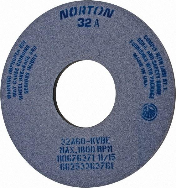 Norton - 14" Diam x 5" Hole x 1/2" Thick, K Hardness, 60 Grit Surface Grinding Wheel - Aluminum Oxide, Type 1, Medium Grade, 1,800 Max RPM, Vitrified Bond, No Recess - All Tool & Supply