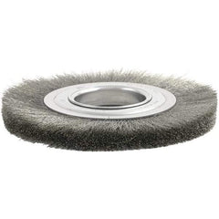 Brush Research Mfg. - 8" OD, 2" Arbor Hole, Crimped Stainless Steel Wheel Brush - 1/2" Face Width, 1-1/2" Trim Length, 4,500 RPM - All Tool & Supply