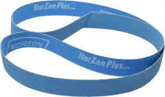 Norton - 1" Wide x 42" OAL, 80 Grit, Zirconia Alumina Abrasive Belt - Zirconia Alumina, Medium, Coated, X Weighted Cloth Backing, Series R823 - All Tool & Supply