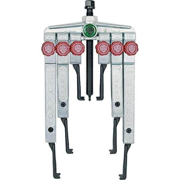 KUKKO - 8 Piece, 5 Ton Capacity, 1-1/2 to 4-3/4" Spread, Multi-Purpose Puller Set - 1 Bolt, 6 Jaws, 9-7/8" Reach - All Tool & Supply