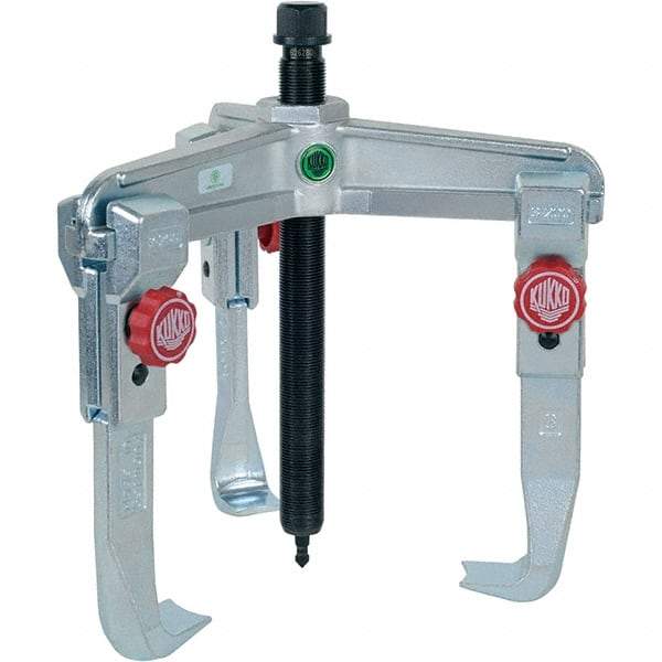 KUKKO - 3 Jaw, 1-1/2" to 9-7/8" Spread, 11 Ton Capacity, Reversible Puller - 7-7/8" Reach, For Bearings, Gears, Discs, Bushings, Seals - All Tool & Supply