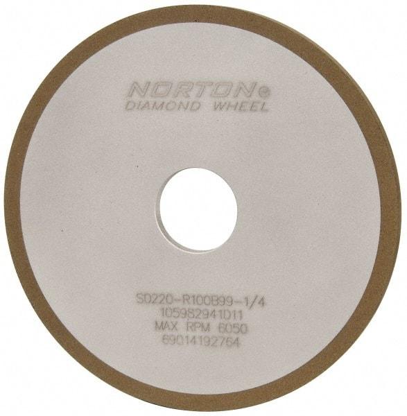 Norton - 6" Diam x 1-1/4" Hole x 1/4" Thick, 220 Grit Surface Grinding Wheel - Diamond, Type 1A1, Very Fine Grade, Resinoid Bond - All Tool & Supply