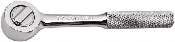 SK - 1/4" Drive Round Head Ratchet - Full Polish Chrome Finish, 4-1/2" OAL, 60 Gear Teeth, Full Polished Knurled Handle, Reversible Head - All Tool & Supply