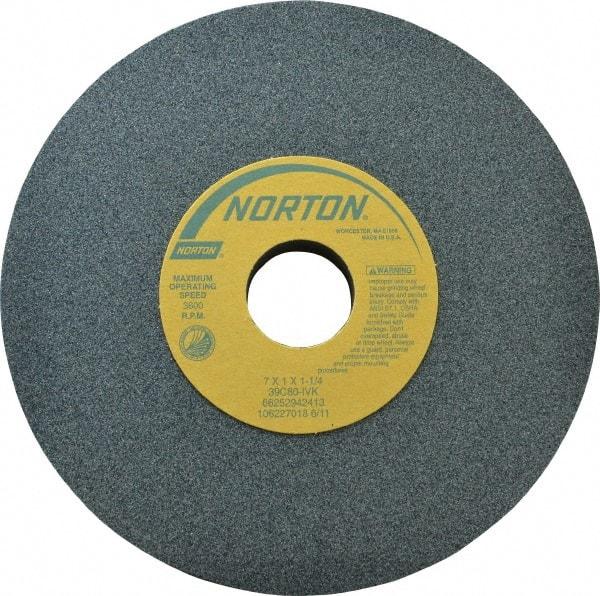 Norton - 7" Diam x 1-1/4" Hole x 1" Thick, I Hardness, 80 Grit Surface Grinding Wheel - Silicon Carbide, Type 1, Medium Grade, 3,600 Max RPM, Vitrified Bond, No Recess - All Tool & Supply