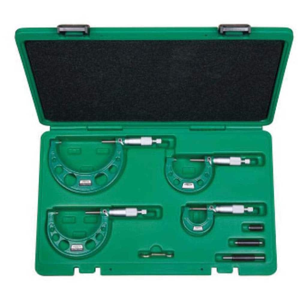 Insize USA LLC - 0 to 12", 0.0001" Graduation, Mechanical Outside Micrometer Set - Exact Industrial Supply