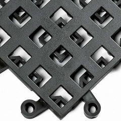 Anti-Fatigue Modular Tile Mat: Dry & Wet Environment, 18″ Length, 18″ Wide, 7/8″ Thick, Black Vinyl Base, Textured, Drainage Holes, Series 564, ASTM F1677