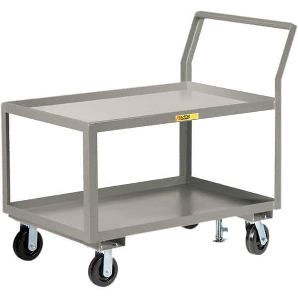 Little Giant - 3,600 Lb Capacity, 30" Wide x 48" Long x 42" High Utility Cart - 2 Shelf, Steel, 2 Rigid/2 Swivel Casters - All Tool & Supply