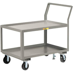 Little Giant - 3,600 Lb Capacity, 24" Wide x 48" Long x 42" High Utility Cart - 2 Shelf, Steel, 2 Rigid/2 Swivel Casters - All Tool & Supply