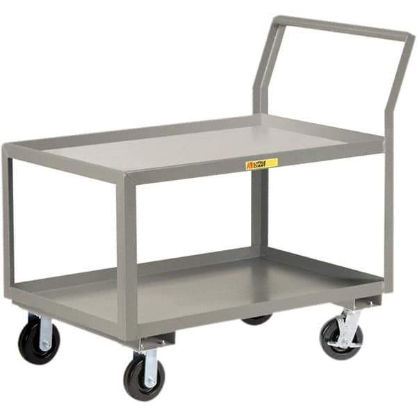 Little Giant - 3,600 Lb Capacity, 30" Wide x 60" Long x 42" High Utility Cart - 2 Shelf, Steel, 2 Rigid/2 Swivel Casters - All Tool & Supply