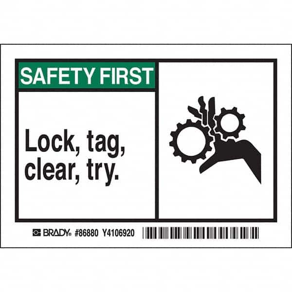 Accident Prevention Label: Rectangle Permanent Adhesive, Polyester, Laminated