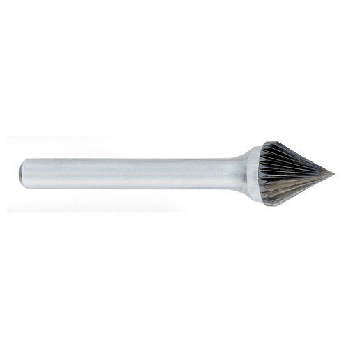 ‎SJ-1 -1/4 x LOC × 1/4 Shank × 2 OAL 60 Degree Cone Carbide Medium Right Hand Spiral Burr - All Tool & Supply