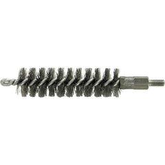 Brush Research Mfg. - 1/2" Diam Helical Stainless Steel Tube Brush - Single Spiral, 0.004" Filament Diam, 2" Brush Length, 2-9/16" OAL, 0.14" Diam Galvanized Steel Shank - All Tool & Supply