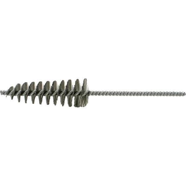 Brush Research Mfg. - 1-5/8" Diam Helical Stainless Steel Tube Brush - Single Spiral, 0.006" Filament Diam, 4-1/2" Brush Length, 10" OAL, 0.292" Diam Galvanized Steel Shank - All Tool & Supply