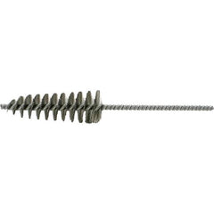 Brush Research Mfg. - 1-5/8" Diam Helical Stainless Steel Tube Brush - Single Spiral, 0.006" Filament Diam, 4-1/2" Brush Length, 10" OAL, 0.292" Diam Galvanized Steel Shank - All Tool & Supply