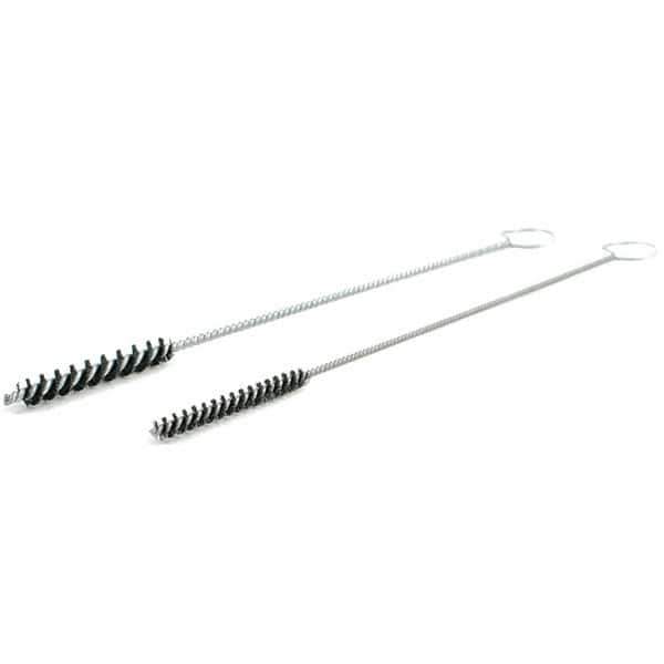 Brush Research Mfg. - 5/16" Diam Helical Nylon Tube Brush - Single Spiral, 0.008" Filament Diam, 2" Brush Length, 10" OAL, Galvanized Steel Shank - All Tool & Supply