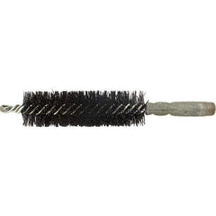 Brush Research Mfg. - 9/16" Diam Helical Nylon Tube Brush - Single Spiral, 0.01" Filament Diam, 2" Brush Length, 2-9/16" OAL, 0.14" Diam Galvanized Steel Shank - All Tool & Supply